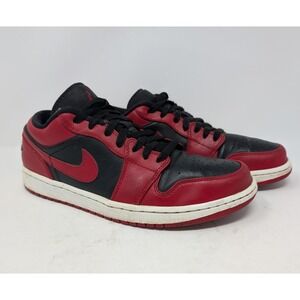 Nike Air Jordan 1 Men's 9.5 Low Bred Toe Gym Red Black White 553558-606